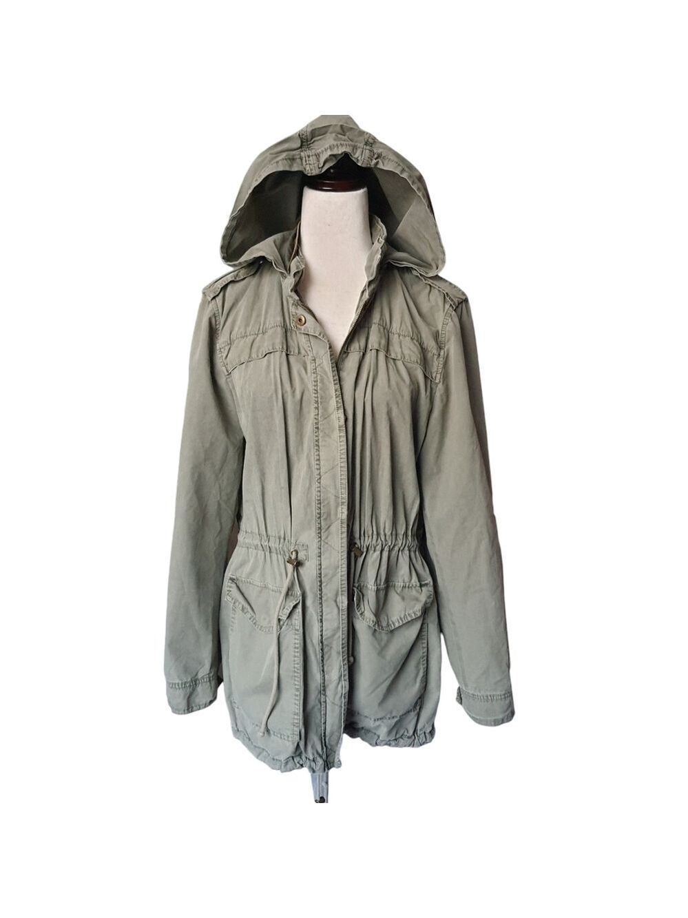 Bagatelle Green Utility Jacket Women L Broken-in Grunge Military Barn Field Coat
